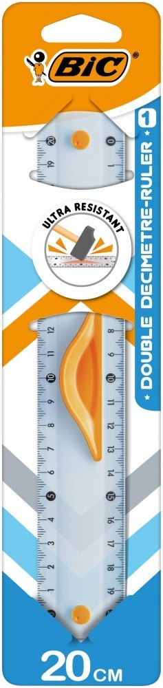 BIC Double Ruler 20cm linijka Blister 1szt