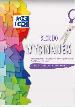 Blok do wycinanek A4 Oxford 15 kartek, Kolorowy