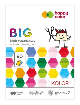 Blok rysunkowy kolorowy BIG, A4, 80 g/m2, 15 kol., 60 arkuszy, Happy Color