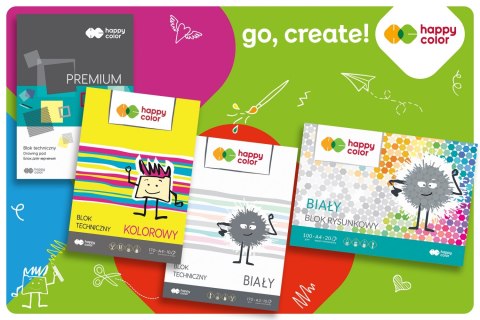 Blok rysunkowy kolorowy BIG, A4, 80 g/m2, 15 kol., 60 arkuszy, Happy Color