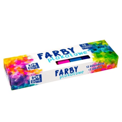 Farby Plakatowe Oxford 12 kolorów 2 GRATIS