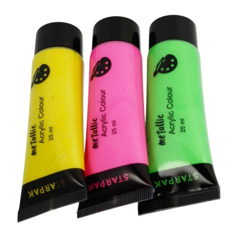 Farby akrylowe 8 kolorów 25ml metaliczne STARPAK 484980