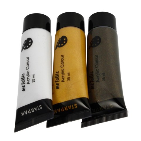 Farby akrylowe 8 kolorów 25ml metaliczne STARPAK 484980