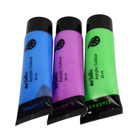 Farby akrylowe 8 kolorów 25ml metaliczne STARPAK 484980