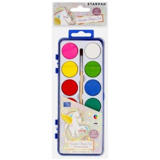 Farby akwarelowe 12 kolorów z pędzelkiem Unicorn STARPAK 491393