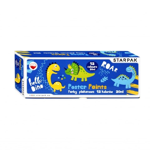 Farby plakatowe 12 kolorów 20ml Dino STARPAK 493206