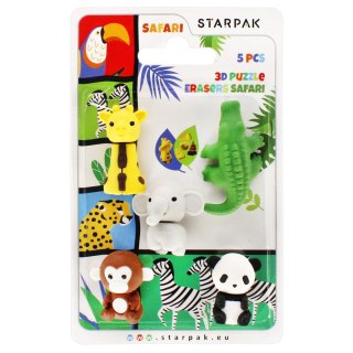 Gumka do mazania 3D puzzle Safari 5szt STARPAK 505318