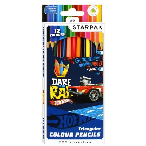 Kredki ołówkowe 12 kolorów Hot Wheels STARPAK 490887
