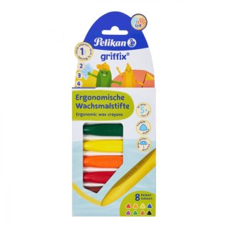 Kredki świecowe PELIKAN GRIFFIX trójkątne 8 kolorów