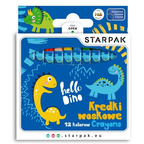 Kredki woskowe 12 kolorów Dino STARPAK 512004