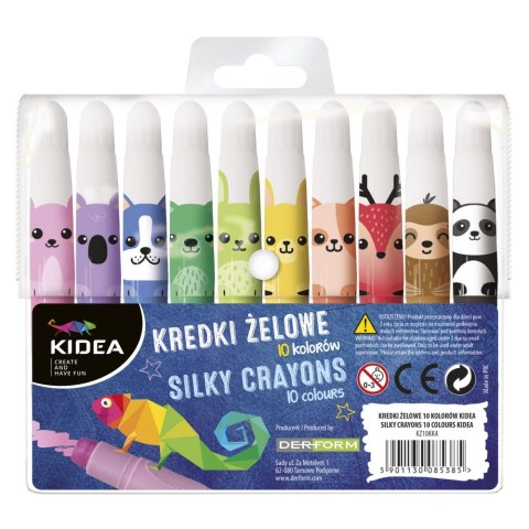 Kredki żelowe 10 kolorów Kidea DERFORM KZ10KKA