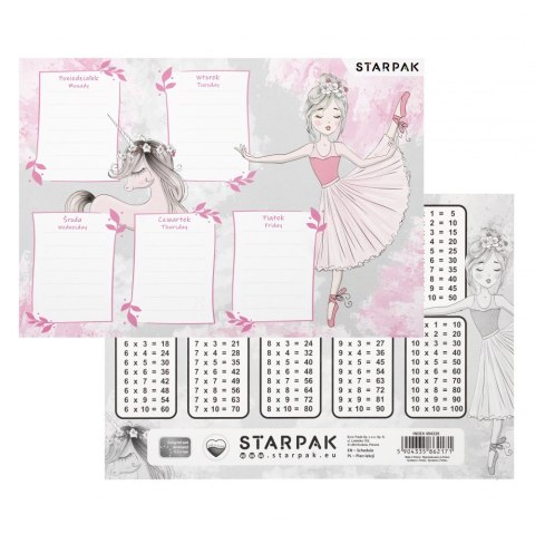 Plan lekcji z tabliczką mnożenia A5 Balerina STARPAK 494339