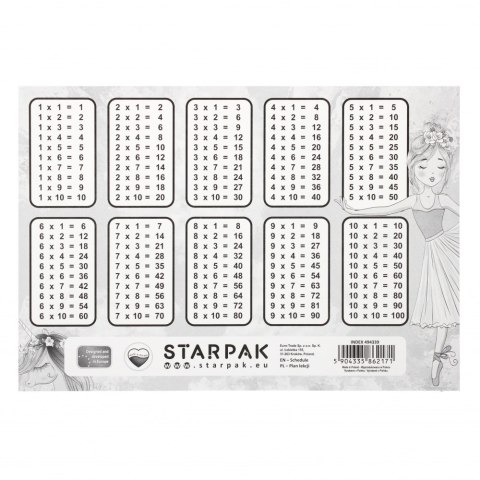 Plan lekcji z tabliczką mnożenia A5 Balerina STARPAK 494339