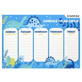 Plan lekcji z tabliczką mnożenia A5 Dino Girl STARPAK 513570