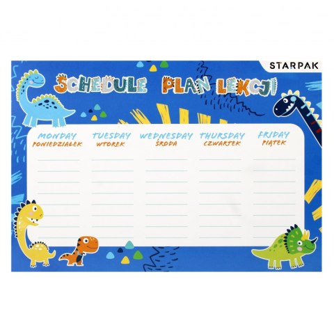 Plan lekcji z tabliczką mnożenia A5 Dino STARPAK 494352