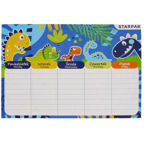 Plan lekcji z tabliczką mnożenia A5 Dino STARPAK 494352