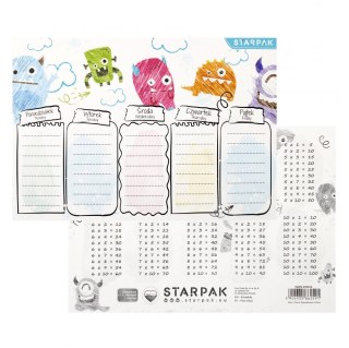Plan lekcji z tabliczką mnożenia A5 Monster STARPAK 495016