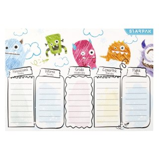 Plan lekcji z tabliczką mnożenia A5 Monster STARPAK 495016