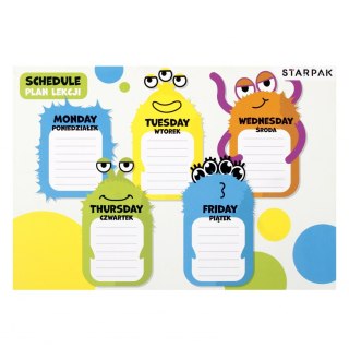 Plan lekcji z tabliczką mnożenia A5 Monster STARPAK 513571
