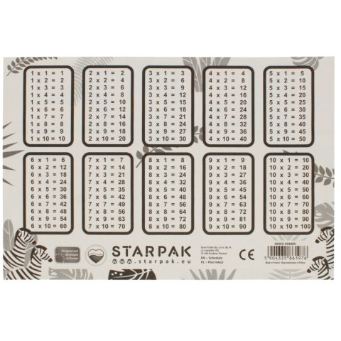Plan lekcji z tabliczką mnożenia A5 Safari STARPAK 494009