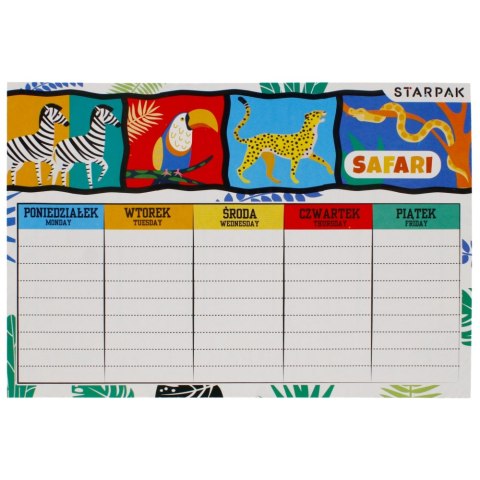 Plan lekcji z tabliczką mnożenia A5 Safari STARPAK 494009