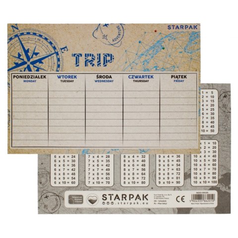 Plan lekcji z tabliczką mnożenia A5 Trip STARPAK 494185