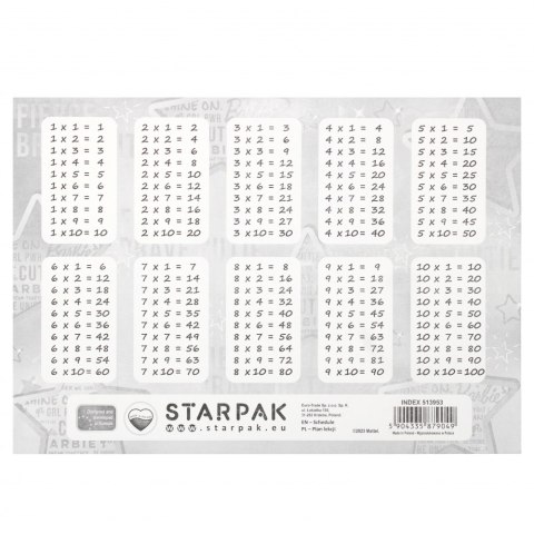 Plan lekcji z tabliczką mnożenia Barbie STARPAK 513953
