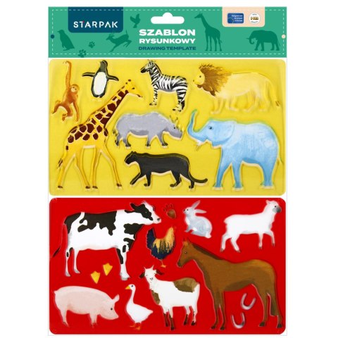 Szablon rysunkowy 225x130 2szt Animals STARPAK 505506