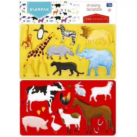 Szablon rysunkowy 225x130 2szt Animals STARPAK 505506