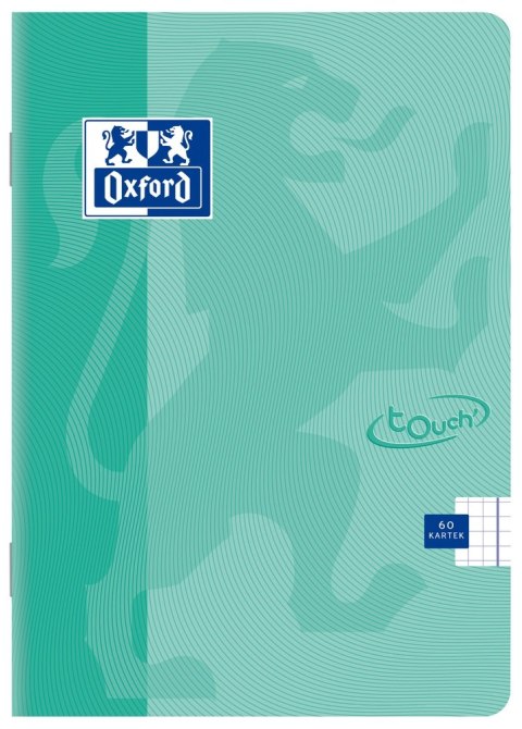 Zeszyt A5 Oxford Touch Pastel, 60 kartek, kratka z marginesem, turkusowy