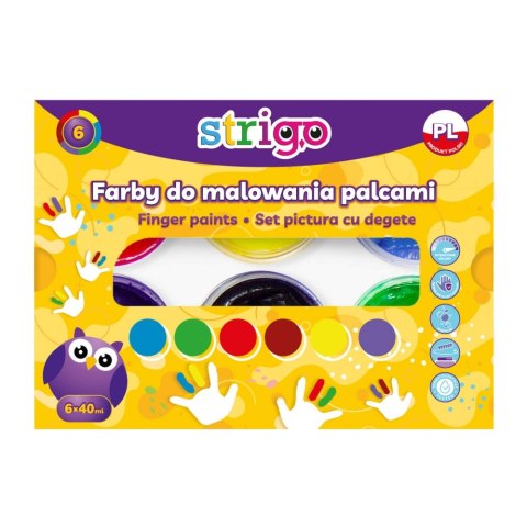 Farby do malowania palcami 6kol 40ml Strigo PILOT SSC298