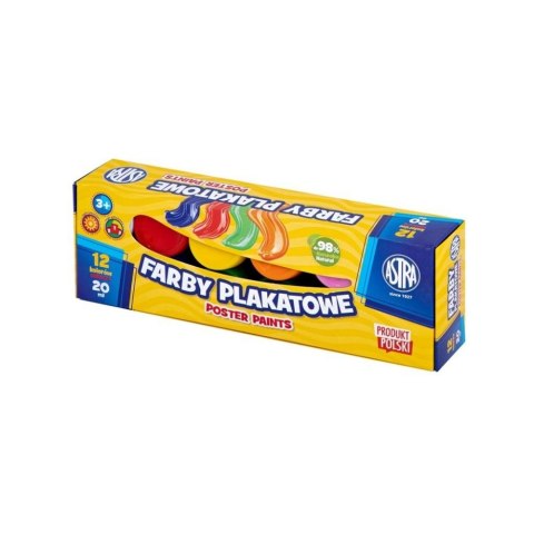 Farby plakatowe 12kol 20ml box ASTRA 301123043