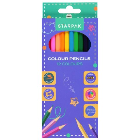Kredki ołówkowe 12 kolorów School STARPAK 533619