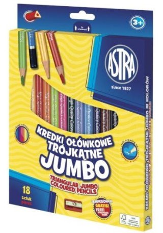Kredki ołówkowe 18kol temperówka Jumbo ASTRA 312023003