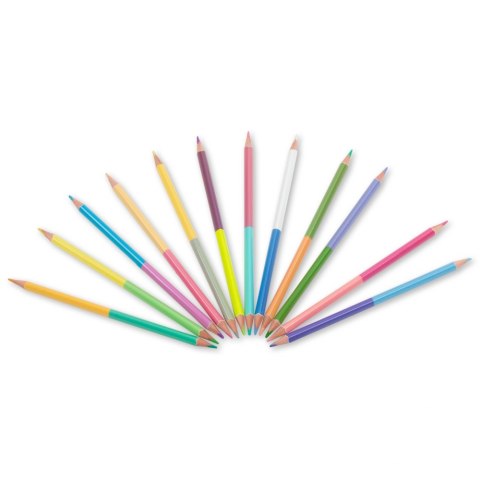 Kredki ołówkowe 2stronne 24 kolory trójkatne pastel Kidea DERFORM KTDP524KKA