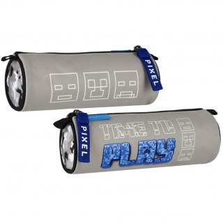 Piórnik tuba 1 zamek Pixel szary STARPAK 527231