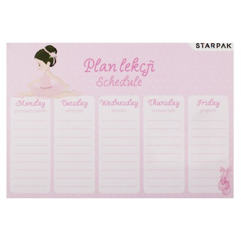 Plan lekcji z tabliczką mnożenia A5 Balerina P STARPAK 536138