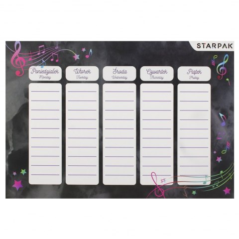 Plan lekcji z tabliczką mnożenia A5 Music STARPAK 536147