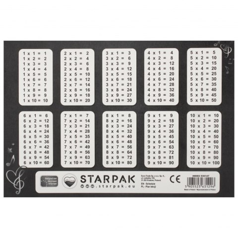 Plan lekcji z tabliczką mnożenia A5 Music STARPAK 536147