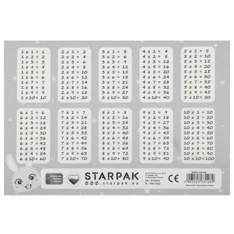 Plan lekcji z tabliczką mnożenia A5 Rabbit STARPAK 536146