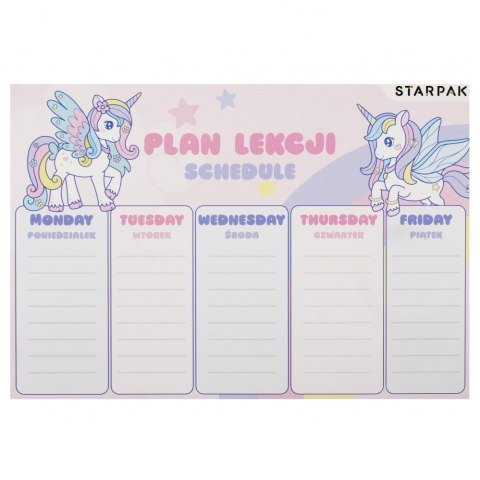 Plan lekcji z tabliczką mnożenia A5 Unicorn STARPAK 536139