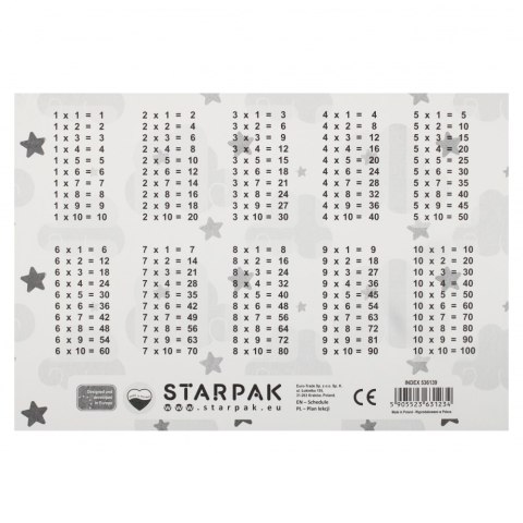 Plan lekcji z tabliczką mnożenia A5 Unicorn STARPAK 536139