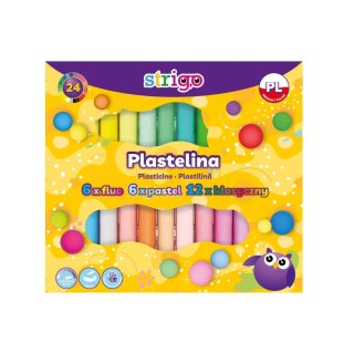 Plastelina 24kol fluo/pastel Strigo PILOT SSC337