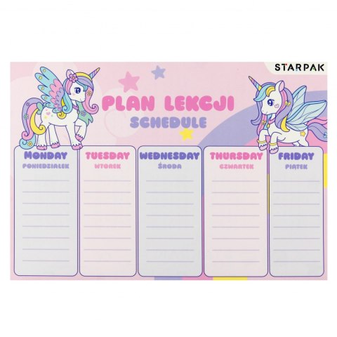 Plan lekcji z naklejkami na zeszyt Unicorn STARPAK 553572