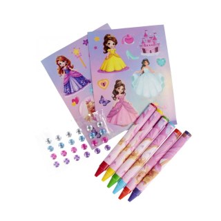 Zestaw kreatywny do kolorowania naklejki, kredki, diamenciki Princess STARPAK 552494