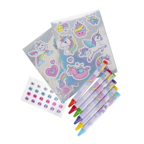 Zestaw kreatywny do kolorowania naklejki, kredki, diamenciki Unicorn STARPAK 552493