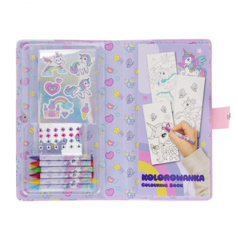 Zestaw kreatywny do kolorowania naklejki, kredki, diamenciki Unicorn STARPAK 552493