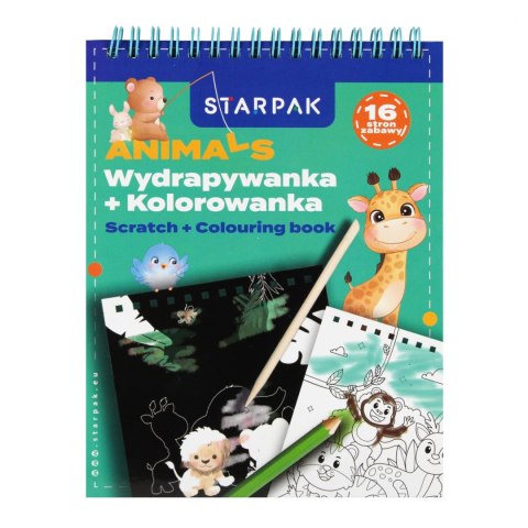 Zestaw kreatywny wydrapywanka z kolorowanką Animals STARPAK 552511