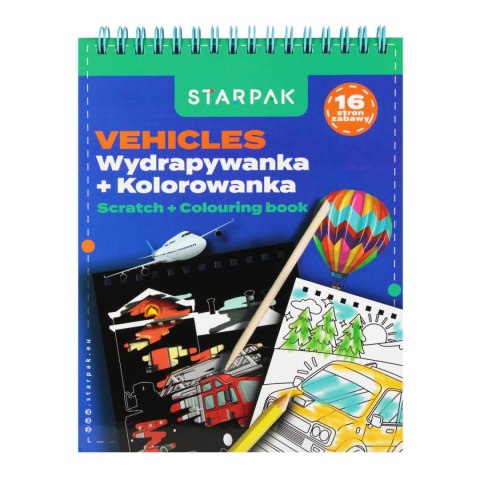Zestaw kreatywny wydrapywanka z kolorowanką Vehicles STARPAK 552512