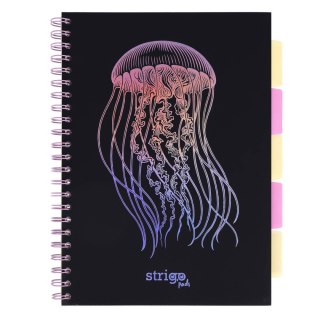 Kołozeszyt A4/100k kratka oprawa PP 80g Meduza czarna STRIGO PADS049